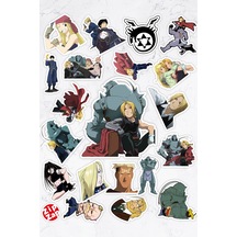 Fullmetal Alchemist Brotherhood Anime Sticker Paketi 20 Adet Çok Renkli