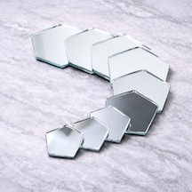 Beşgen Ayna Parçaları 10x10 Cm Mozaik Ayna Cam 75 Adet Hobi & Dekoratif Dıy Set Gri