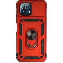 Hnrlıshp Newface Xiaomi Mi 11 Lite Kılıf Pars Lens Yüzüklü Silikon - Kırmızı