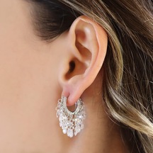 Damla Kristal Model Gümüş Küpe Gümüş