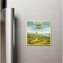 Retro Ruanda Kigali Şehri Temalı Vintage Buzdolap Magneti 9x9 Cm