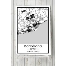 Ispanya Barcelona Harita Dekoratif Tasarım Poster