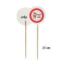 15 Cm Uzun Kürdan - 20 Adet Kişiye Özel Yuvarlak Bayraklı 6 Ay Kınası Pasta Kürdanı -1