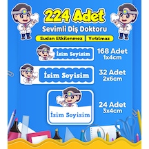 Sevimli Diş Doktoru Temalı Okul Kreş Kişiye Özel İsim Etiket Seti - Model 511 Çok Renkli
