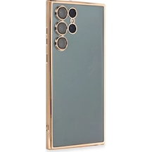 Newface Samsung Galaxy S22 Ultra Kılıf Razer Lensli Silikon - Gold Altın