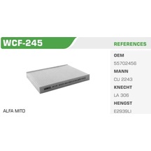 WINKEL WCF-245 Polen Filtresi Doblo 10- Fiorino 08- Punto 12- Grande Punto 05- Practıco 10- / Mıto 08- / Bipper 08- / Nemo 08- / Combo 12-