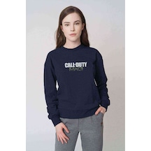 Call Of Dutf Mw3 Baskılı Indigo Mavi Kadın Sweatshirt