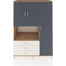 Kronos Dolap 7 Raflı 3 Çekmeceli 3 Kapaklı 132x59x195 Çam-ant... Çam