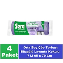 Sera Çöp Torbası Büzgülü Lavanta Kokulu Boy 65 X 70 Cm 4 X 7 Li