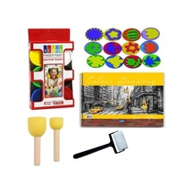 Südor 6x30 Ml Parmak Boyası, Resim Defteri, 6 Adet Eva Baskı, Ponpon Fırça, Sünger Rulo Fırça