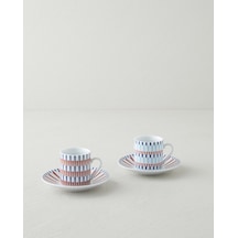 English Home Pico Porselen 4 Parça 2 Kişilik Kahve Fincan Takımı 80 Ml Lacivert-kırmızı Lacivert-kırmızı