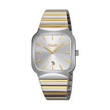 Skmeı 9361 Çelik Kayış Dokulu Kadranlı Saat İş Rahat Kare Kuvars Saat, Stil: Gümüş Altın Kasa Gümüş Kadran Kahverengi