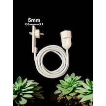 Tekli Uzatma Kablosu 3 Metre Beyaz İnce Fişli, Dar Alan Uyumlu, Çocuk Korumalı Priz 3 M