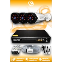 Elitcam 3 Kameralı Uzay 3 Dış Kamera Set HDD'siz Full HD Gece Görüşlü Güvenlik Kamerası Sistemi