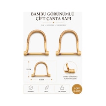 Vollen Yarn Bambu Görünümlü Plastik Çanta Sapı 16x11 Cm 1 Çift 2 Adet Hafif Dayanıklı Çanta Kulpu El Yapımı Çanta Aksesuarı Bej