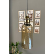 Windy Cam Bal Rengi Tekli Avize Lale Başlık Retro Sarkıt Lamba Salon Aydınlatma Bal