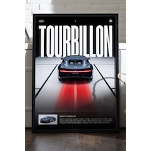 Bugatti Tourbillon Siyah Ahşap Çerçeveli Poster, Dekoratif Araba Duvar Tablosu