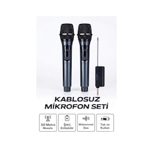 Profesyonel Çiftli Kablosuz Mikrofon Seti Karaoke Şarj Edilebilir 50 Metre Krgltgsfn3z5u44ıtph