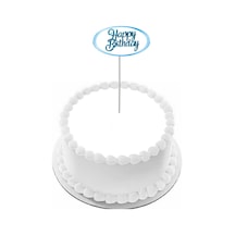 Pasta Yazısı Happy Birthday 5x9cm Ebat Kuşe Parlak Baskı 1 Adet Kürdan Gelecek Mavi Renk