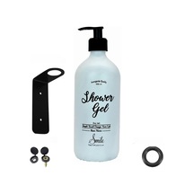 Home Duvar Askı Aparatlı Beyaz Cam Duş Jeli Şişesi - 500 Ml Shower Gel Siyah