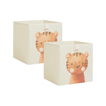 Ocean Home Textile 2'li Çocuk Odası Sevimli Kaplan Kutu Set 33 X 30 X 33 Cm Acı Kahverengi