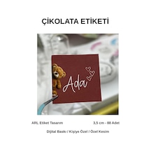 Yenidoğan Bordo Renk Çikolata Etiketi 3,5x3,5 Cm 88 Adet -arl Etiket Tasarım Beyaz