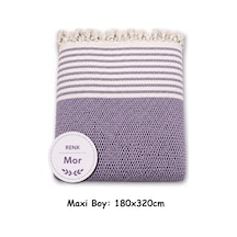 Pamuklu Kaymaz Hasır Dokuma Maxi Boy Kolları Örten Koltuk Örtüsü 180x310 - Mor