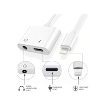 İphone Uyumlu To 3.5 Mm Jack Kulaklık Ve Şarj Dönüştürücü Aynı Anda Kulaklıktan Müzik Dinleyin Ve De Şarj Edin Çift Çıkışlı Adaptör Yüksek Hızlı Şarj Ve Ses Aktarımı İphone 7/8/10/11/12/13/14 İçin