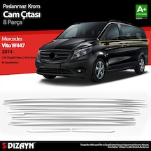 S-dizayn Mercedes Vito W447 Krom Cam Alt Çıtaları 8 Prç. Tek Sürgülü Kapı-l2 Orta Şasi 2014-2020