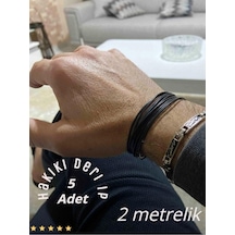 Sermet Süs Dünyası 2 Mt'lik 5 Ad. Siyah Gerçek Deri Takı Bileklik Ipi Deri Ip 1,5 Mm Kordon