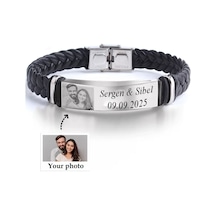 Kişiye Özel Resim Baskılı 2 Satır İsim Yazılı Çelik Bileklik Sevgiliye Hediye Scb14g Beyaz