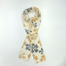 Tedz Collection Paredora Lilyum Desenli Krem Kahve Hippi Fular Çok Renkli