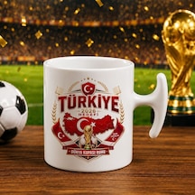 Bk Gift Türkiye Taraftar Temalı Dünya Futbol Kupası Tasarımlı Hammer Kupa Bardak-2 Tek Yürek Milli Takım Ruhu Beyaz