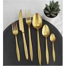 Carmen Mat Gold Titanyum Çatal  Kaşık Seti 48 Parça Yeşil