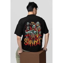 Slipknot Prepare For Hell Tour Yazılı Unisex Oversize Rock Metal Siyah