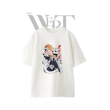 Thewert Ichigo Kurosaki Tasarım Baskılı Ünisex Beyaz Oversize T-shirt