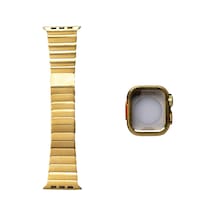 Watch 44mm Uyumlu Sbt Krd-126 Sert Kasa Koruyuculu Metal Kordon-gold