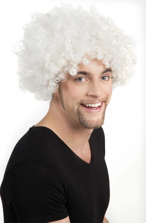 Nessiworld Beyaz Renk Kıvırcık Afro Bonus Peruk Çok Renkli