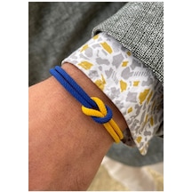 Kazzaze Gümüş Kazaziye Taraftar Bilekliği Sarı Lacivert Fener Bahçe Spor Renkleri 17 CM