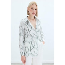 Sateen Desenli Klasik Gömlek - Haki-136242 Haki