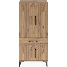 Arges Dolap 2 Raflı Tek Çekmeceli 4 Kapaklı 60x30x134 Çam-çam Çam