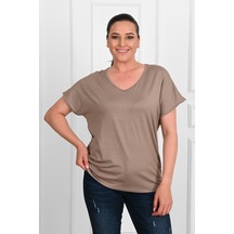Kadın V Yaka Büyük Beden T-shirt 1486-23 001
