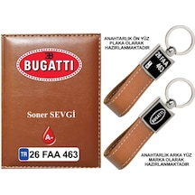 Plakanıza Özel Bugatti Logolu Taba Ruhsat Kabı Ve Anahtarlık