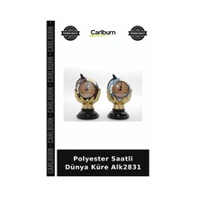 Özel Üretim Dekoratif Ofis Hediyelik Masaüstü Aksesuar Polyester Saatli Dünya Küre Alk2831 Çok Renkli