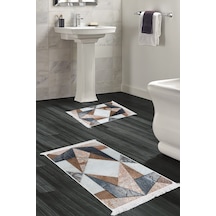 Alanur Home Kaymaz Taban Djt Klozet Takımı Star Pamuk Saçaklı Geometrik E5028 Renkli
