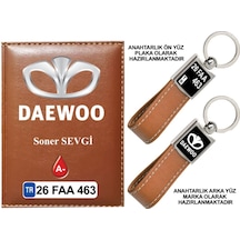 Plakanıza Özel Daewoo Logolu Taba Ruhsat Kabı Ve Anahtarlık