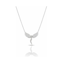 Çekirdekjewelry 925 Ayar Gümüş Rodyum Kaplama Melek Kanadı Kolye Beyaz Taşlı, Işıltılı Ve Zarif Tasarım Gümüş