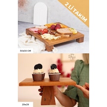 2 Li Tityos Küp Ayaklı 30x30 Cm Ve Piramit 29x29 Cm Ahşap Set
