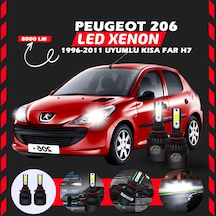 Peugeot 206 1996-2011 Kısa Far Uyumlu Şimşek Etkili Led Xenon Light Series H7