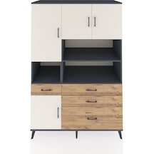Kronos Dolap 9 Raflı 4 Çekmeceli 4 Kapaklı 132x59x195 Antrasit-aytaşı/çam Aytası/atlas Çam